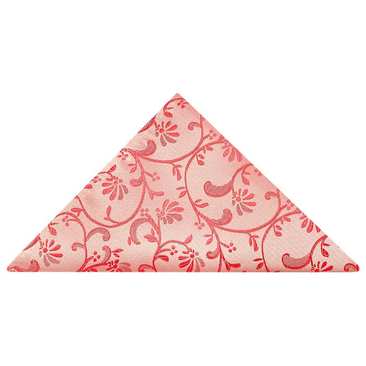 Coral Pink Floral Pocket Square 1