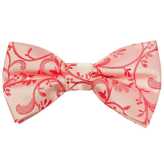 Pre Tied Coral Pink Floral Boys Bow Tie Age 8 11 1