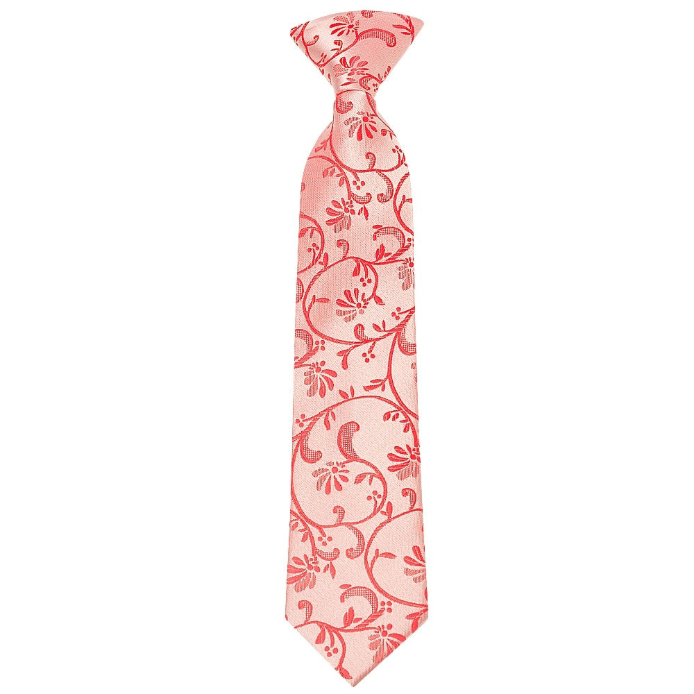 Pre Tied Coral Pink Floral Boys Tie Age 4 7 1