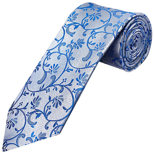 Royal Blue Floral Classic Mens Tie 1
