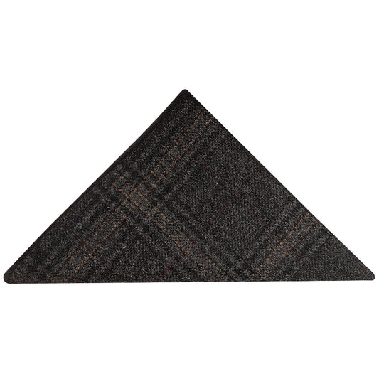 Dark Grey Check Tweed Pocket Square 1