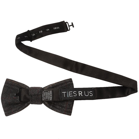 Dark Grey Check Mens Tweed Bow Tie 2