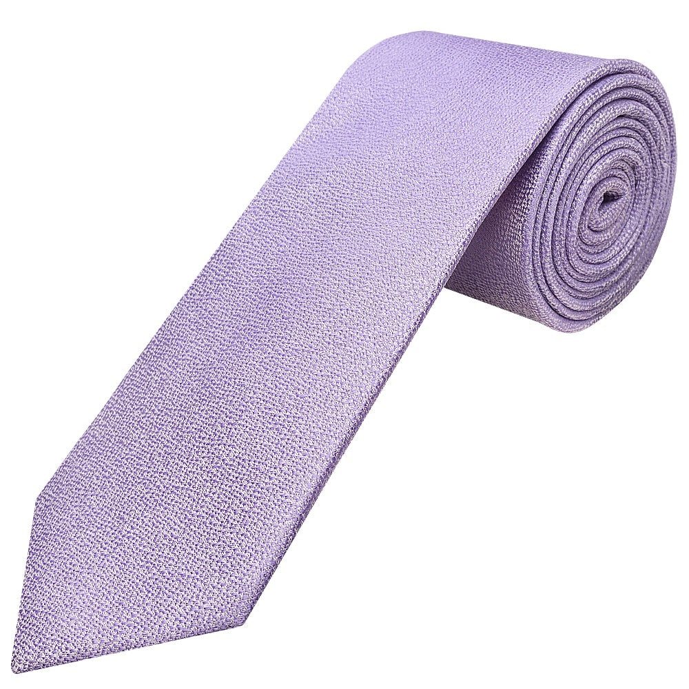 Plain Lavender Textured Silk Classic Mens Tie 1