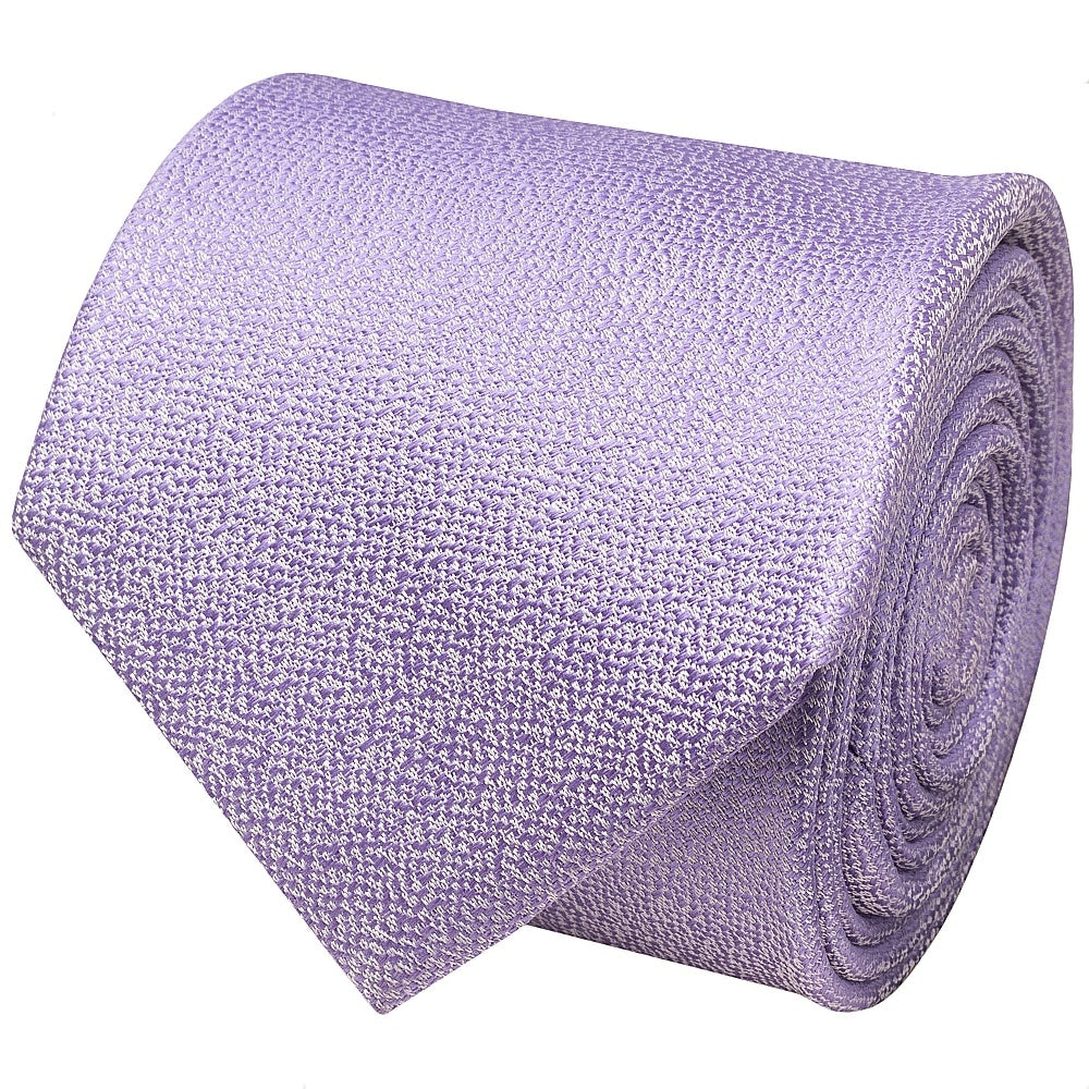 Plain Lavender Textured Silk Classic Mens Tie 2