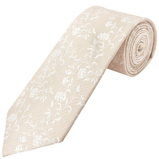 Champagne And White Floral Classic Mens Tie 1