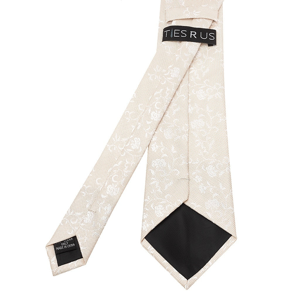 Champagne And White Floral Classic Mens Tie 3