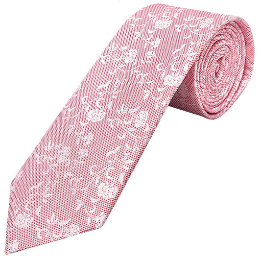 Pink And White Floral Classic Mens Tie 1
