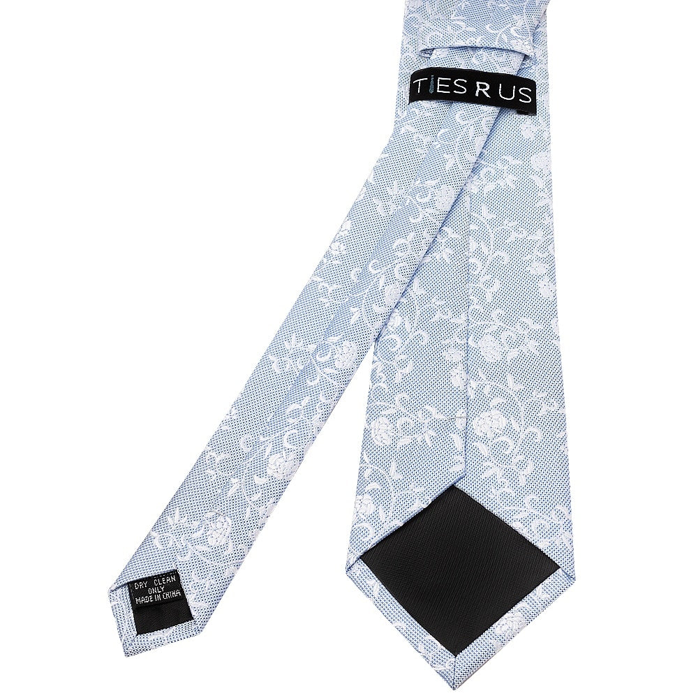Sky Blue And White Floral Classic Mens Tie 3