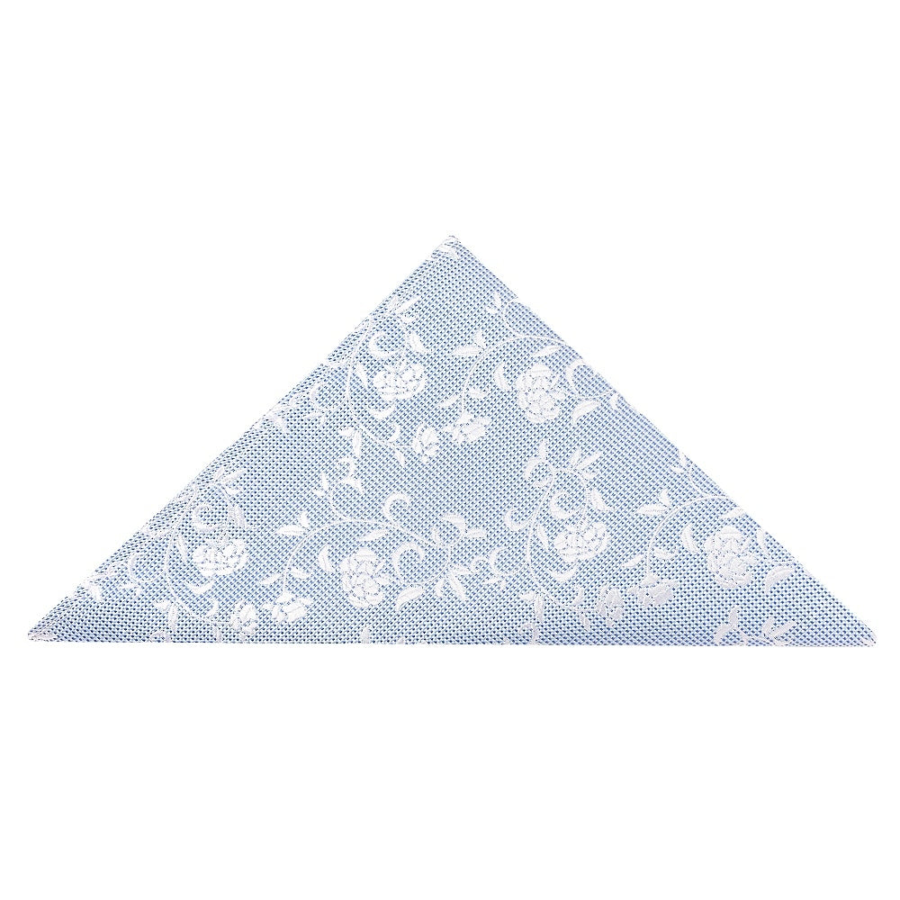 Sky Blue And White Skinny Boys Tie And Pocket Square Set 5