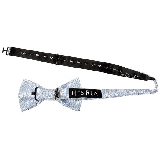 Sky Blue And White Floral Handmade Mens Bow Tie 2