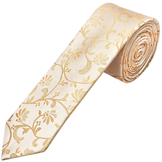 Caramel Floral Skinny Boys Tie 1