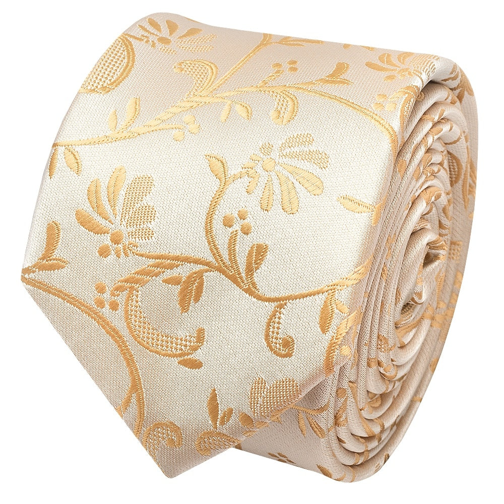 Caramel Floral Skinny Boys Tie 2