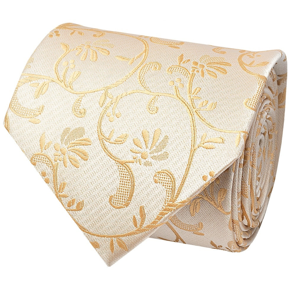 Caramel Floral Classic Mens Tie And Pocket Square Set 3