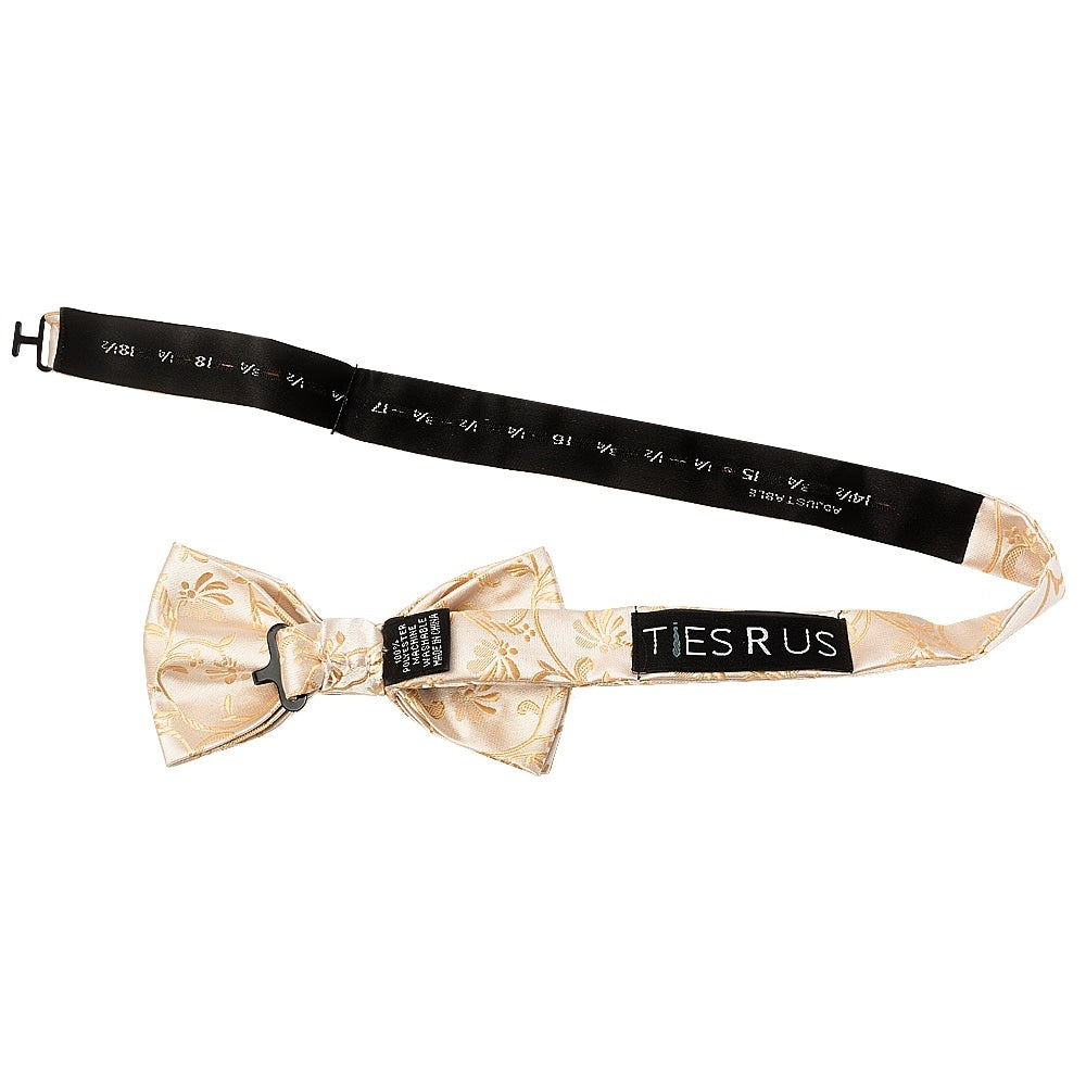 Caramel Floral Handmade Mens Bow Tie And Pocket Square Set 3