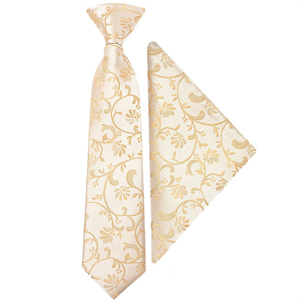 Pre Tied Caramel Floral Boys Tie And Pocket Square Set Age 4 7 1