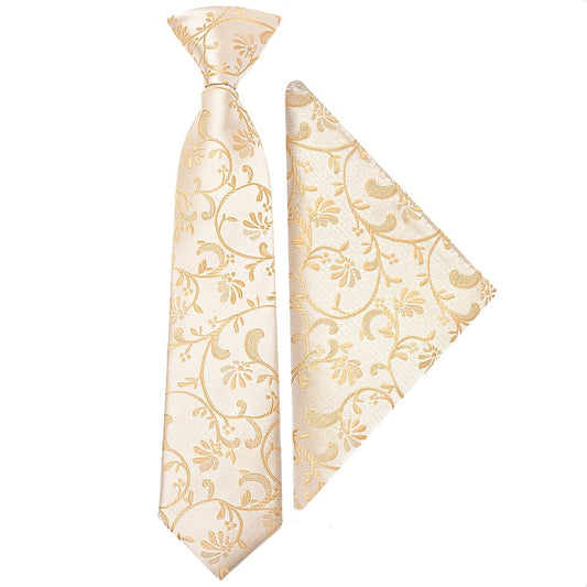 Pre Tied Caramel Floral Boys Tie And Pocket Square Set Age 4 7 1