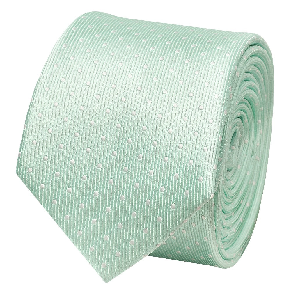 Mint Polka Dot Skinny Boys Tie 2