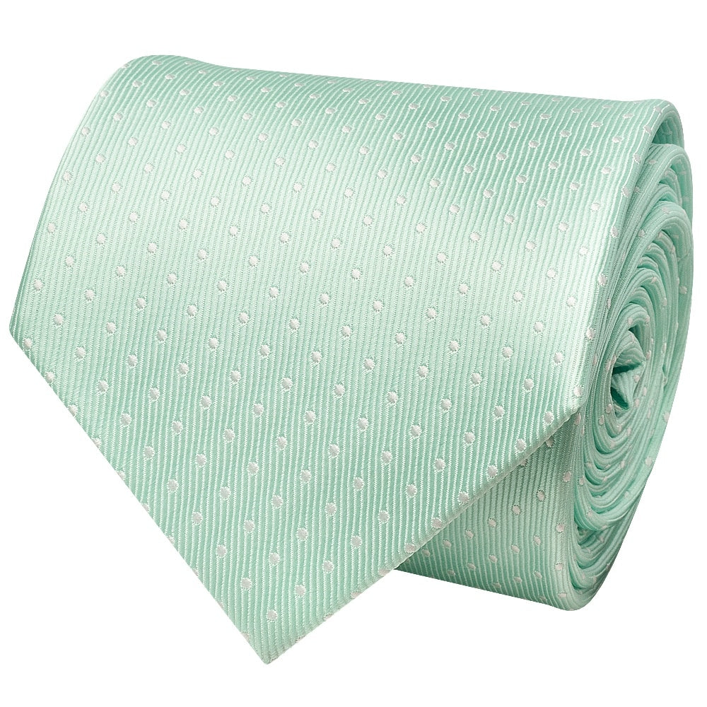 Mint Polka Dot Classic Mens Tie And Pocket Square Set 3