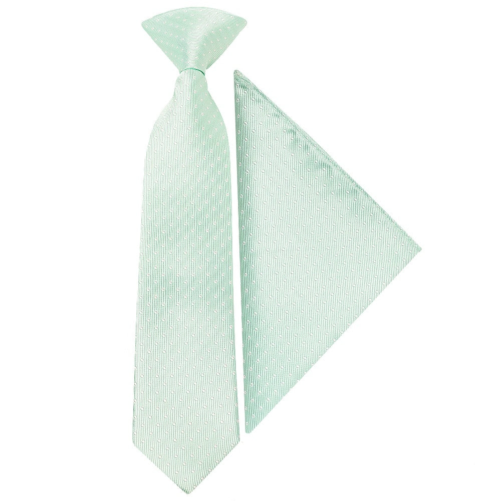 Pre Tied Mint And White Polka Dot Boys Tie And Pocket Square Set Age 4 7 1
