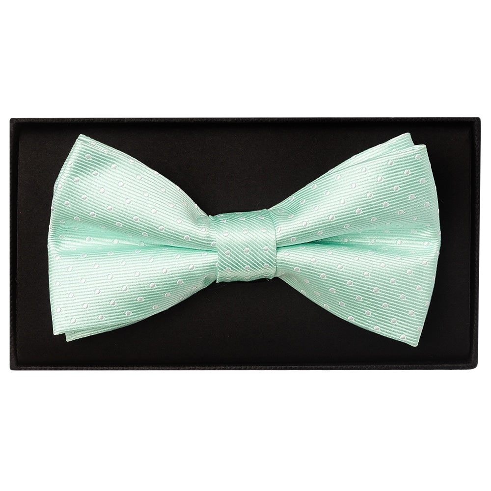 Mint Polka Dot Mens Bow Tie 1