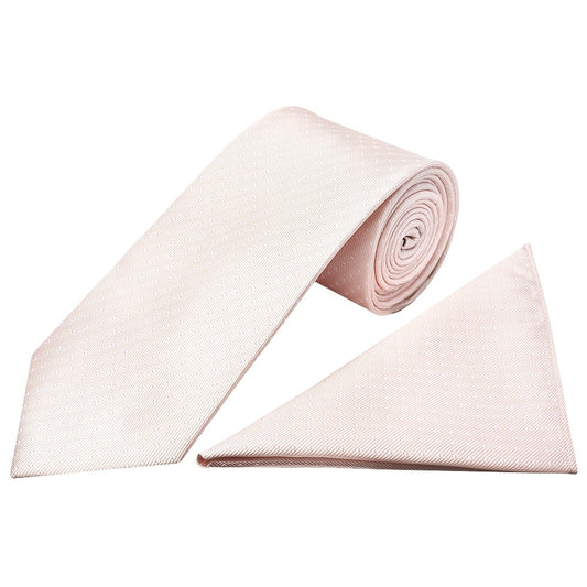 Blush Polka Dot Classic Mens Tie and Pocket Square Set