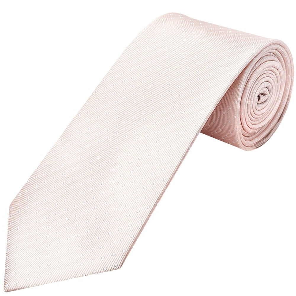 Blush Polka Dot Classic Mens Tie And Pocket Square Set 2