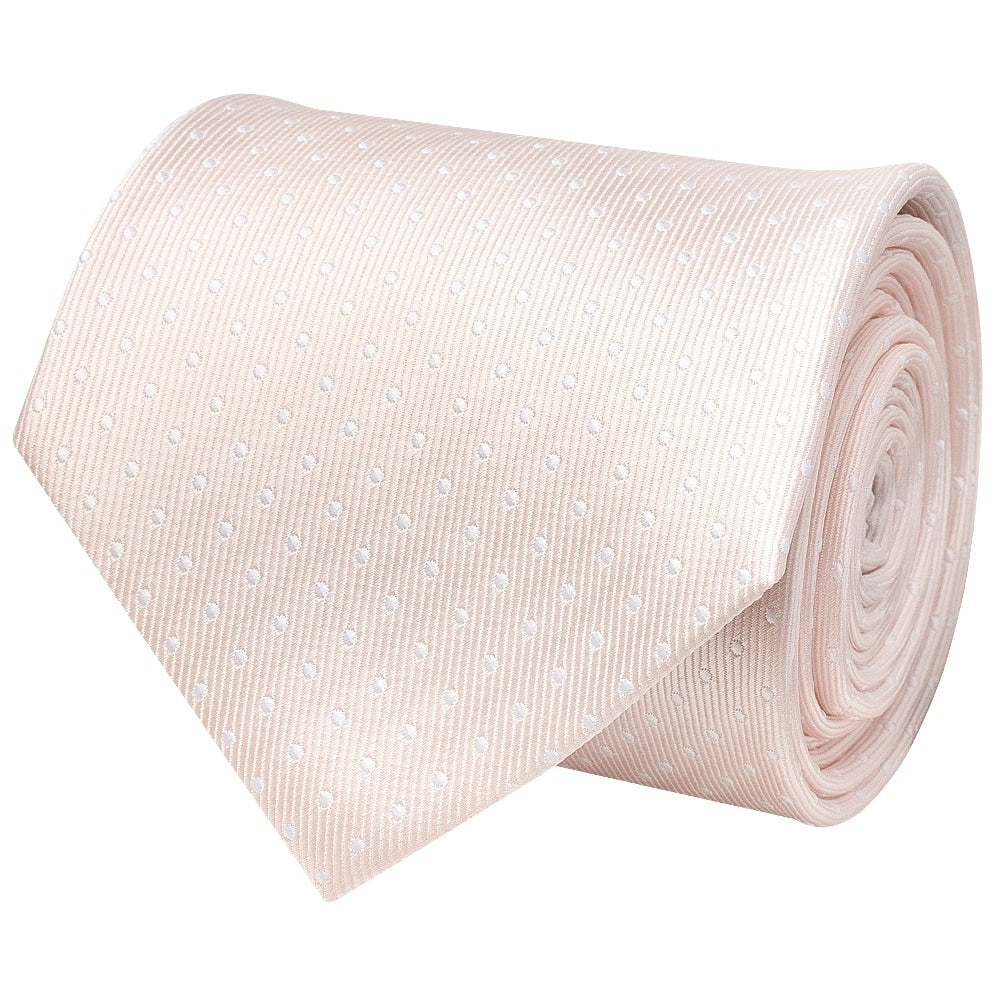 Blush Polka Dot Classic Mens Tie And Pocket Square Set 3