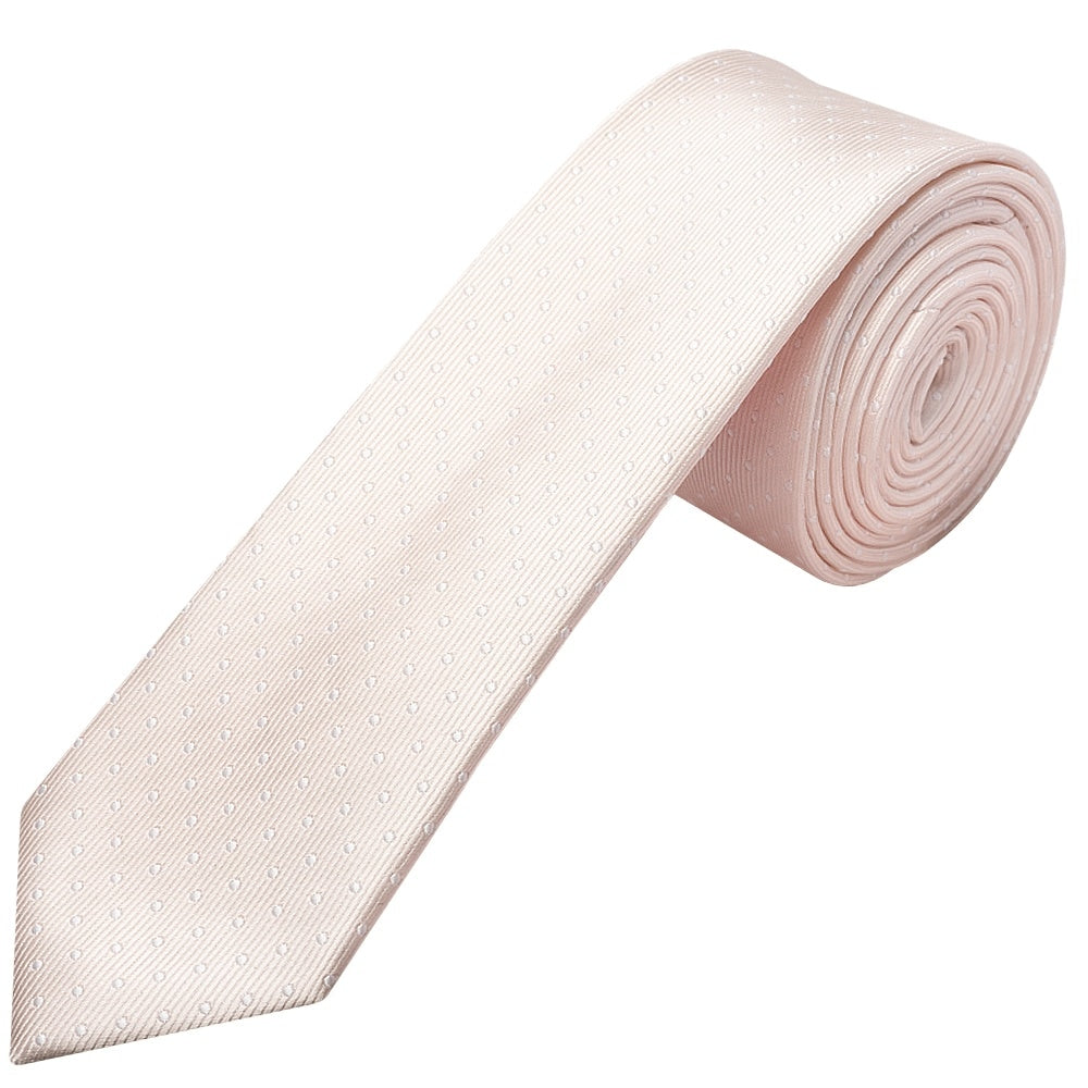 Blush Polka Dot Skinny Mens Tie Pocket Square Set 2