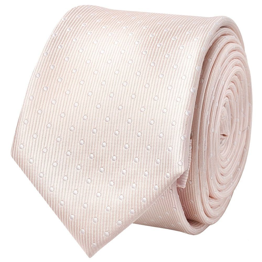 Blush Polka Dot Skinny Mens Tie Pocket Square Set 3
