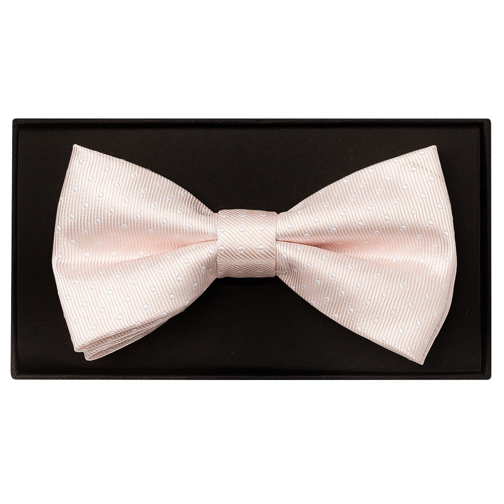 Blush Polka Dot Mens Bow Tie And Pocket Square Set 2