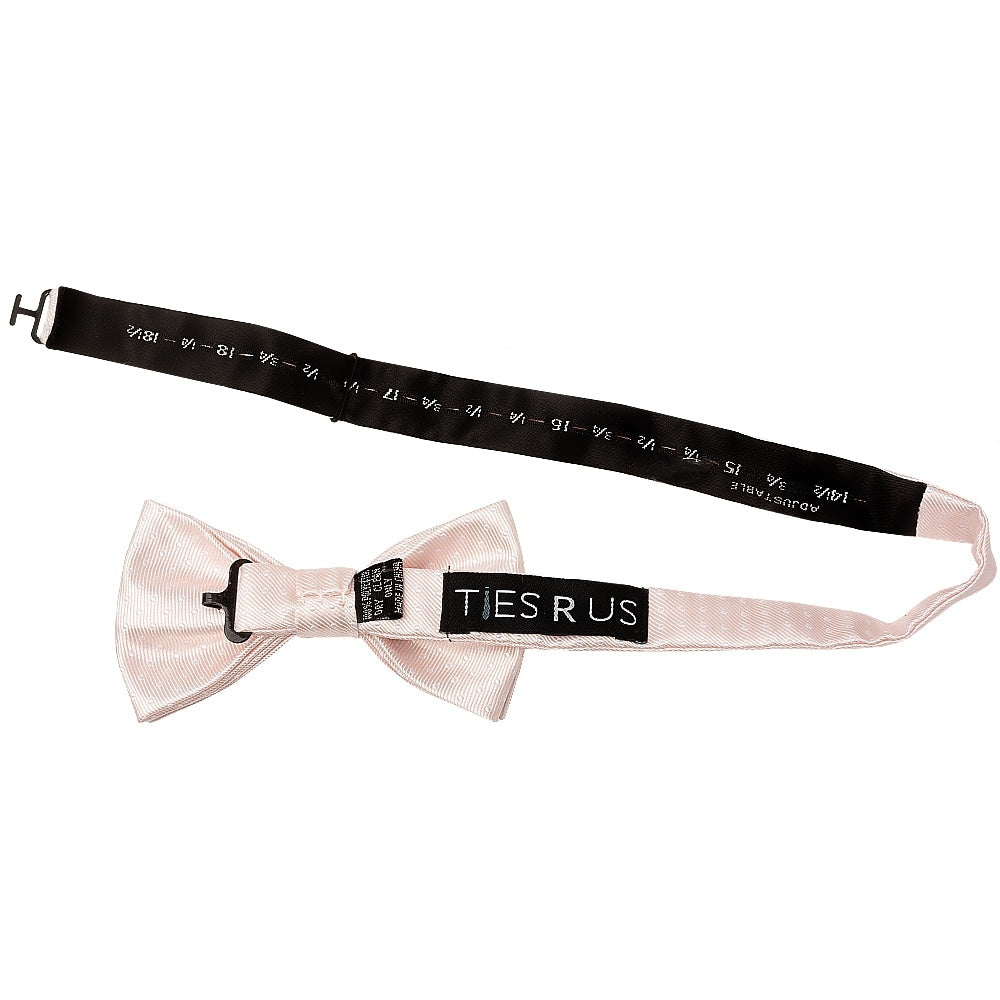 Blush Polka Dot Mens Bow Tie And Pocket Square Set 3