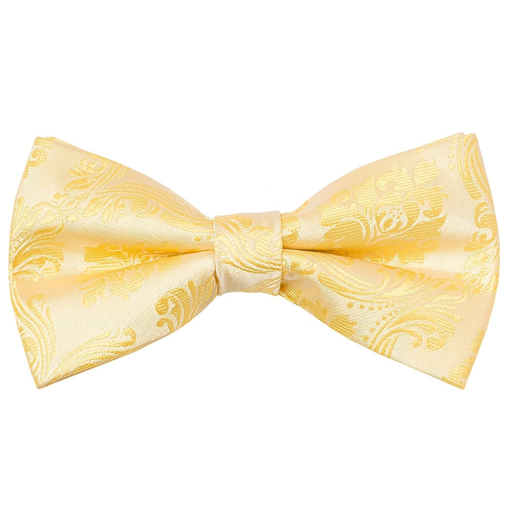 Pre Tied Gold Paisley Boys Bow Tie Age 8 11 1