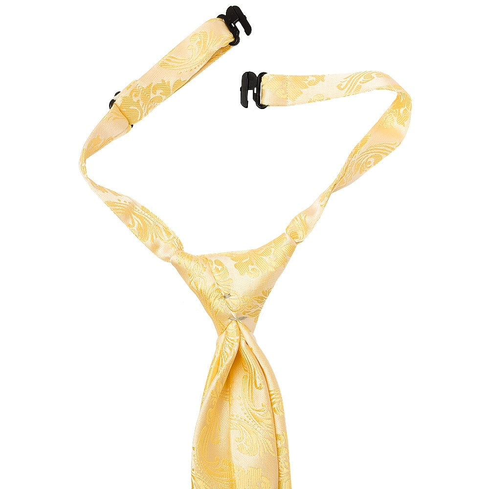 Pre Tied Gold Paisley Boys Tie Age 4 7 2
