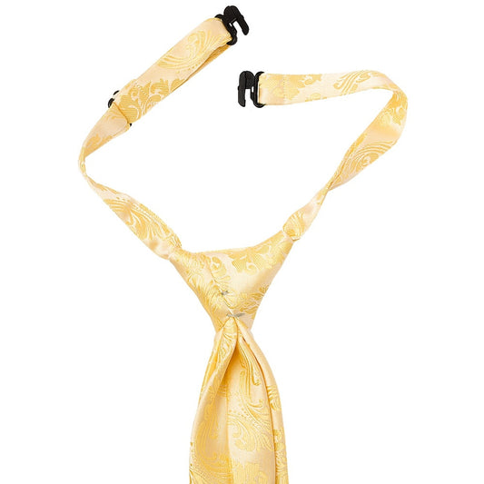 Pre Tied Gold Paisley Boys Tie Age 4 7 2