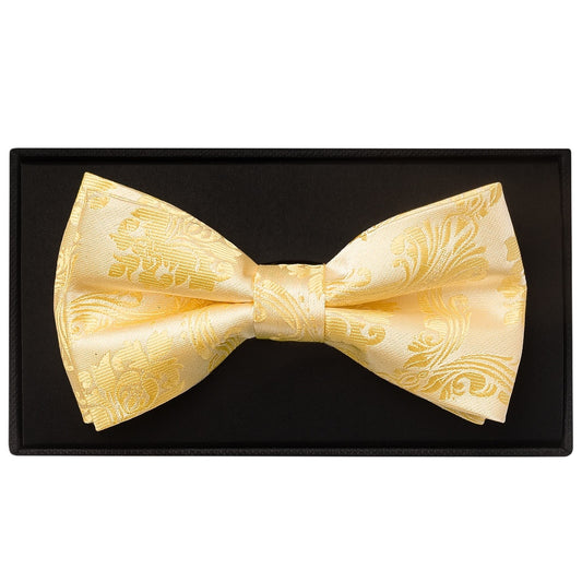 Gold Paisley Handmade Mens Bow Tie 1