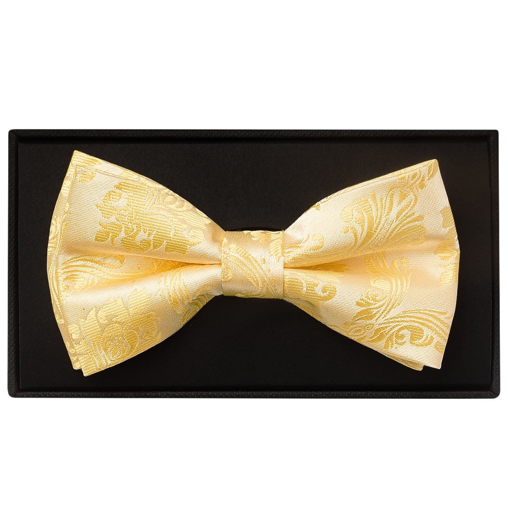 Gold Paisley Handmade Mens Bow Tie And Pocket Square Set 2