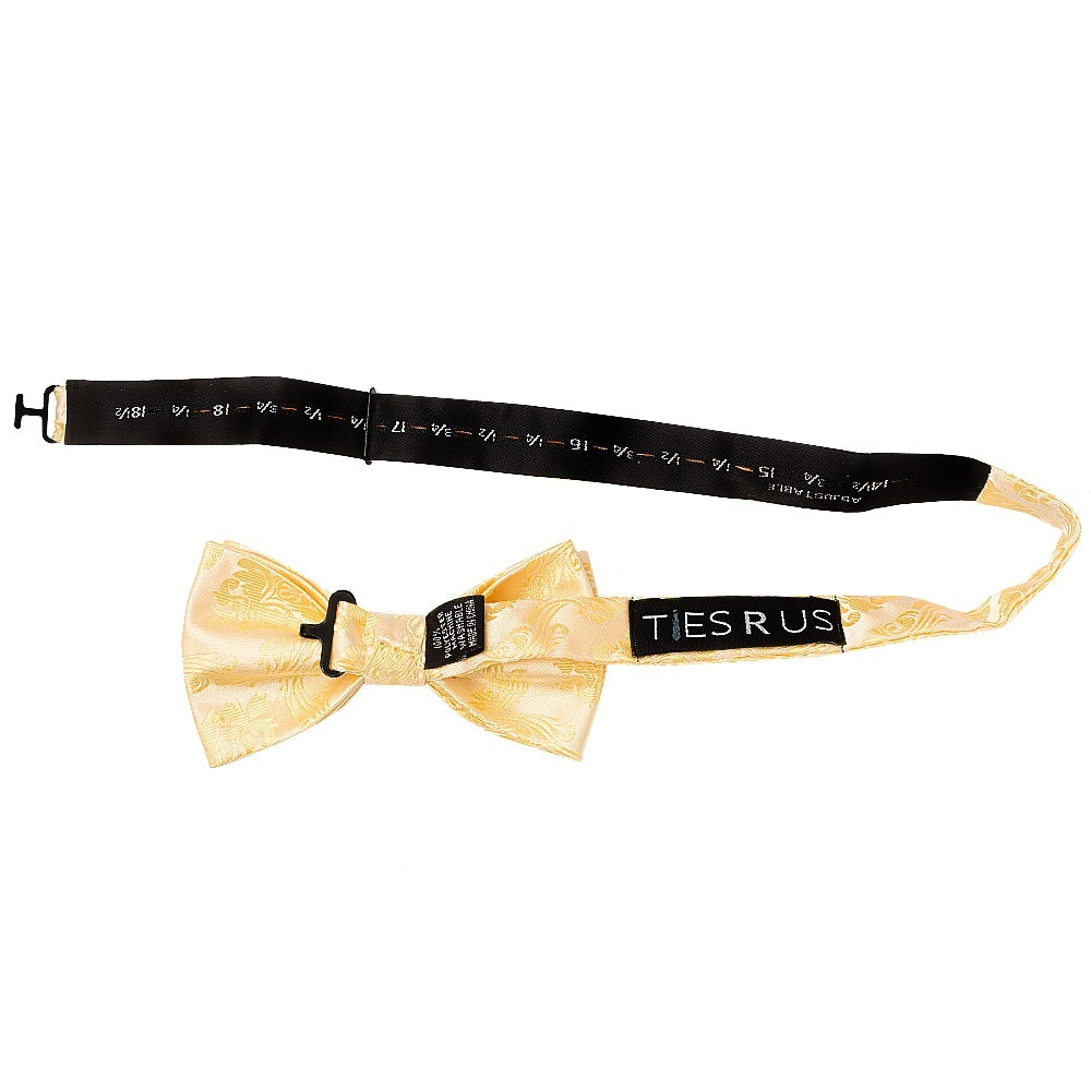 Gold Paisley Handmade Mens Bow Tie And Pocket Square Set 3