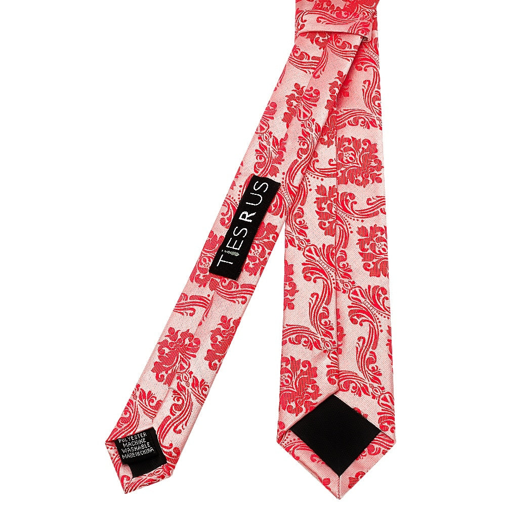 Bright Red Paisley Skinny Mens Tie 3