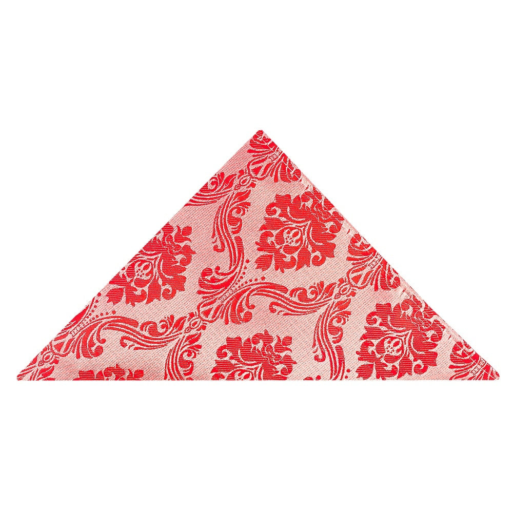 Bright Red Paisley Skinny Mens Tie And Pocket Square Set 5