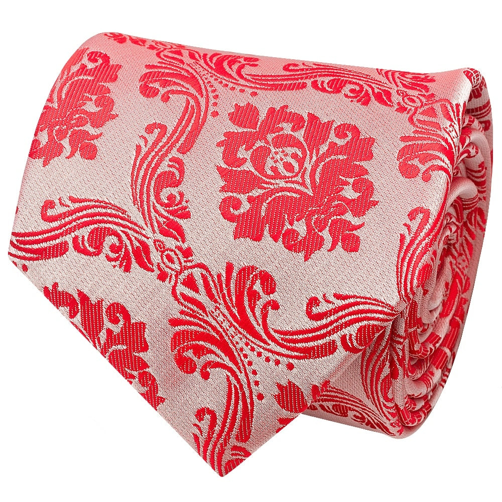 Bright Red Paisley Classic Mens Tie And Pocket Square Set 4