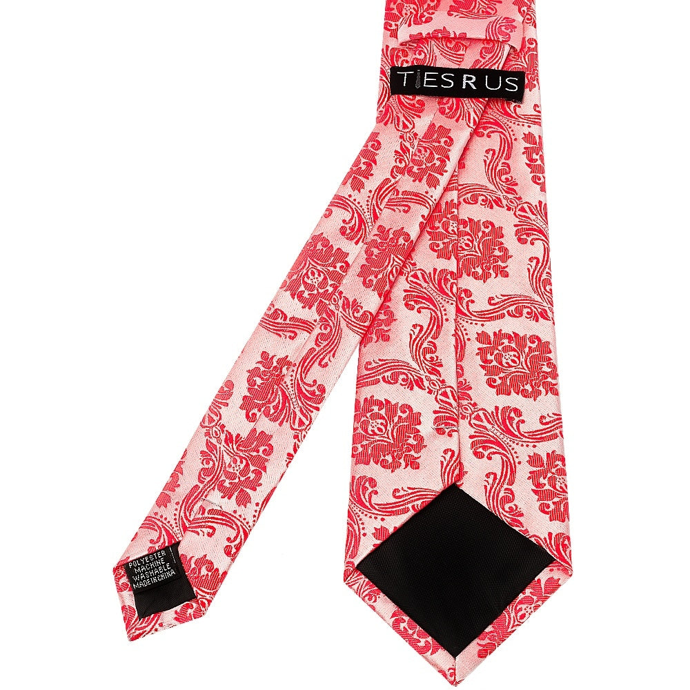 Bright Red Paisley Classic Mens Tie And Pocket Square Set 5