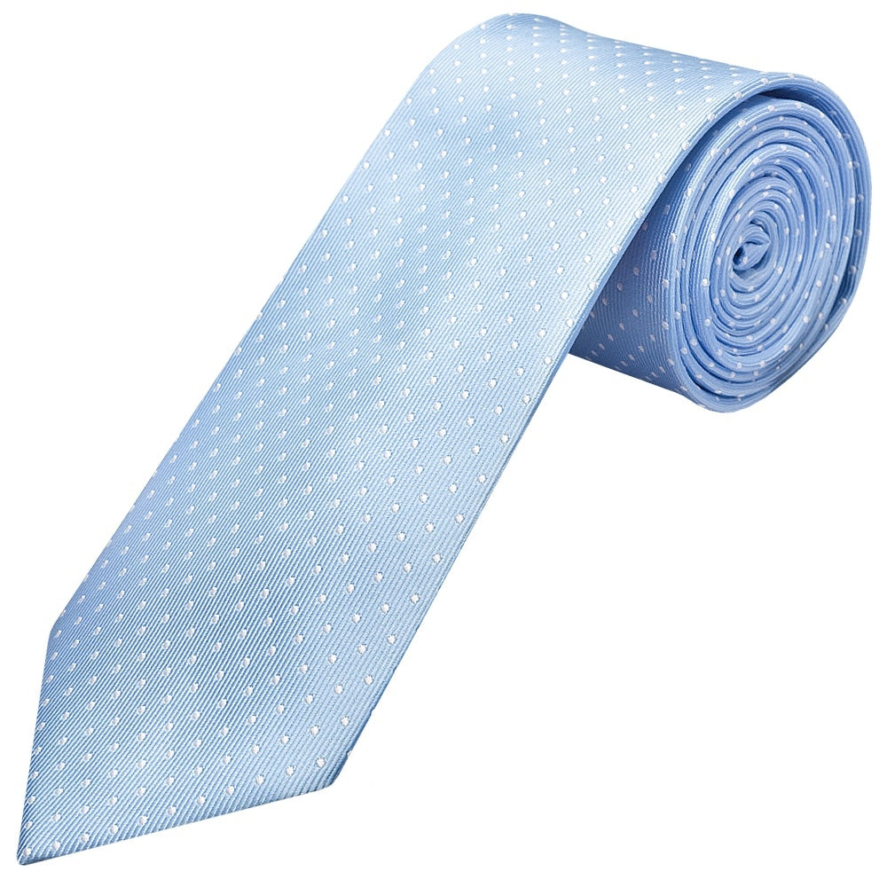 Light Blue And White Polka Dot Classic Mens Tie 1