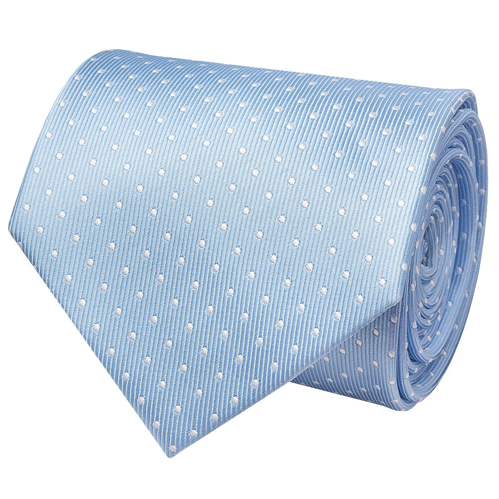 Light Blue And White Polka Dot Classic Mens Tie 2