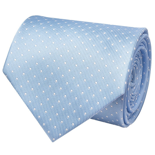 Light Blue And White Polka Dot Classic Mens Tie 2