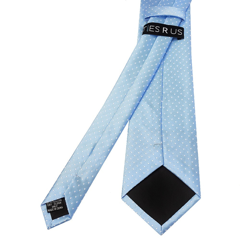 Light Blue And White Polka Dot Classic Mens Tie 3