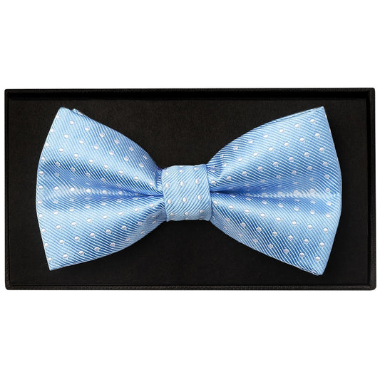 Handmade Light Blue And White Polka Dot Mens Bow Tie 1