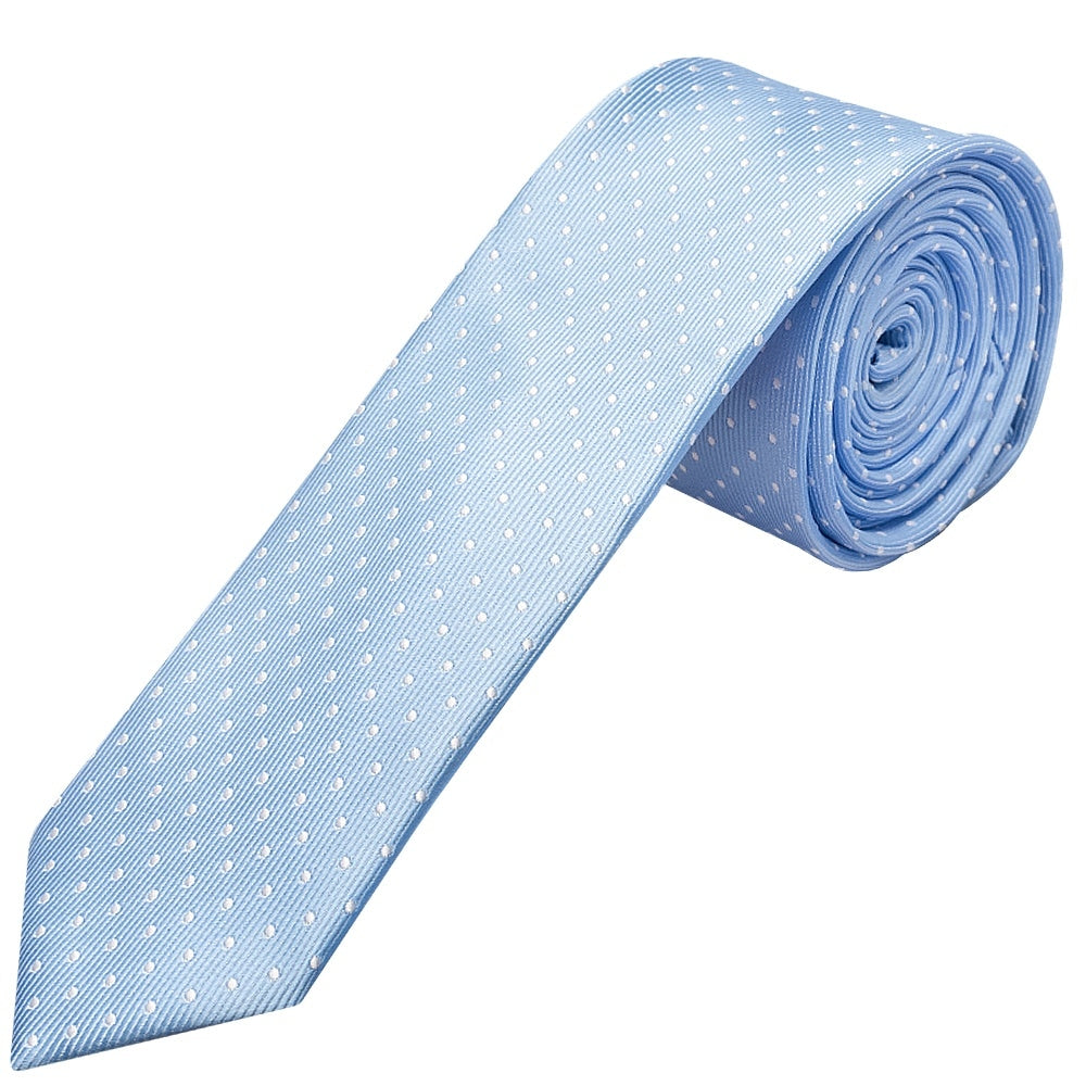 Light Blue And White Polka Dot Skinny Boys Tie 1