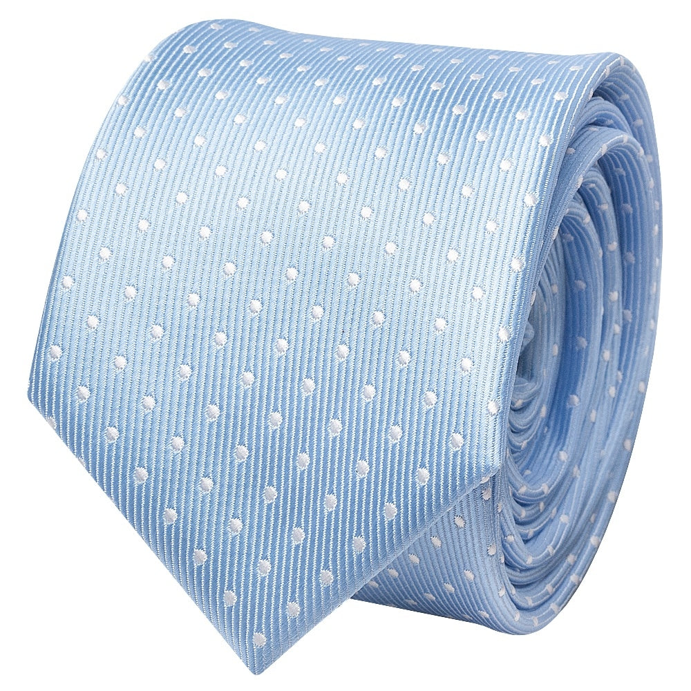 Light Blue And White Polka Dot Skinny Boys Tie And Pocket Square Set 3