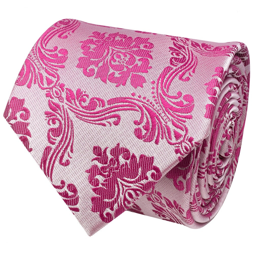 Fuchsia Paisley Classic Mens Tie And Pocket Square Set 4