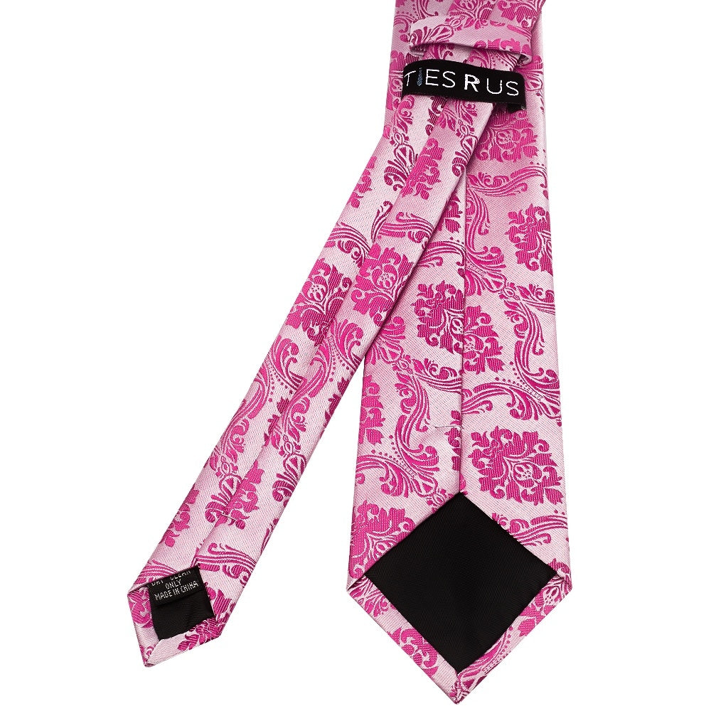 Fuchsia Paisley Classic Mens Tie And Pocket Square Set 5